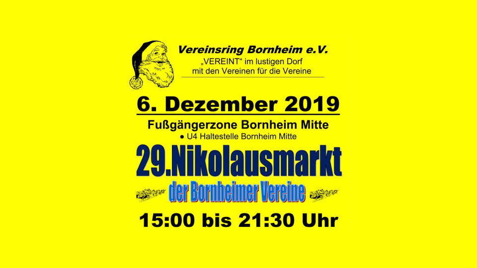 Nikolausmarkt der Bornheimer Vereine am 6. Dezember 2019 - Der kleine Weihnachtsmarkt in Frankfurt am Main